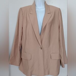WAYF Women's Sand Color Neutral One Button Blazer Casual Work Business Career M
